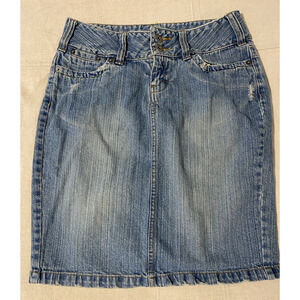 Red Camel Womens Y2K Distressed Denim Skirt Size 3 Acid Wash Western Cowgirl